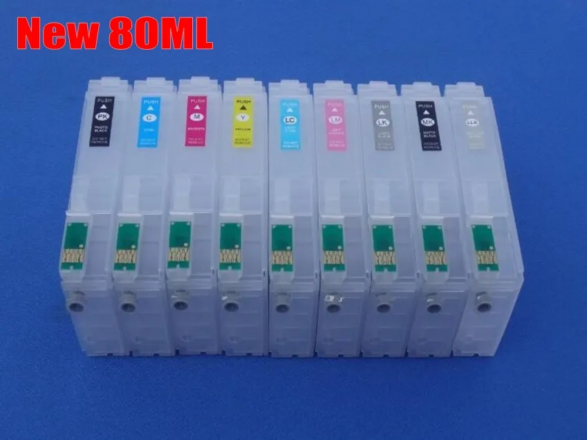 5sets New version 80ML 9pcs for Epson SureColor P600 refillable ink cartridge with Auto Reset