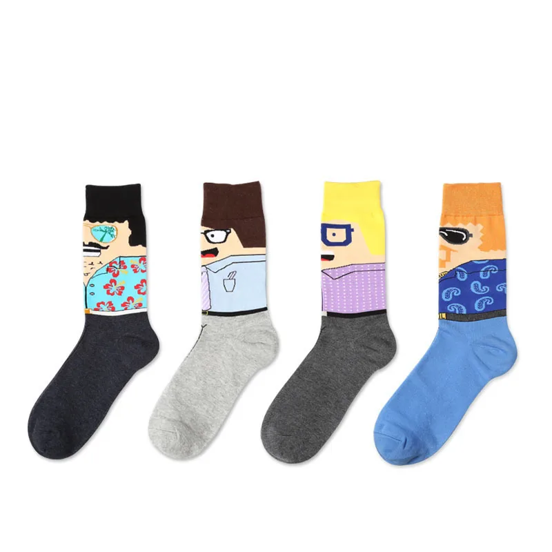 

2018 New Men Women Cotton Socks Creative Illustration Paiting socks Japanese Hot Funny socks For Couples