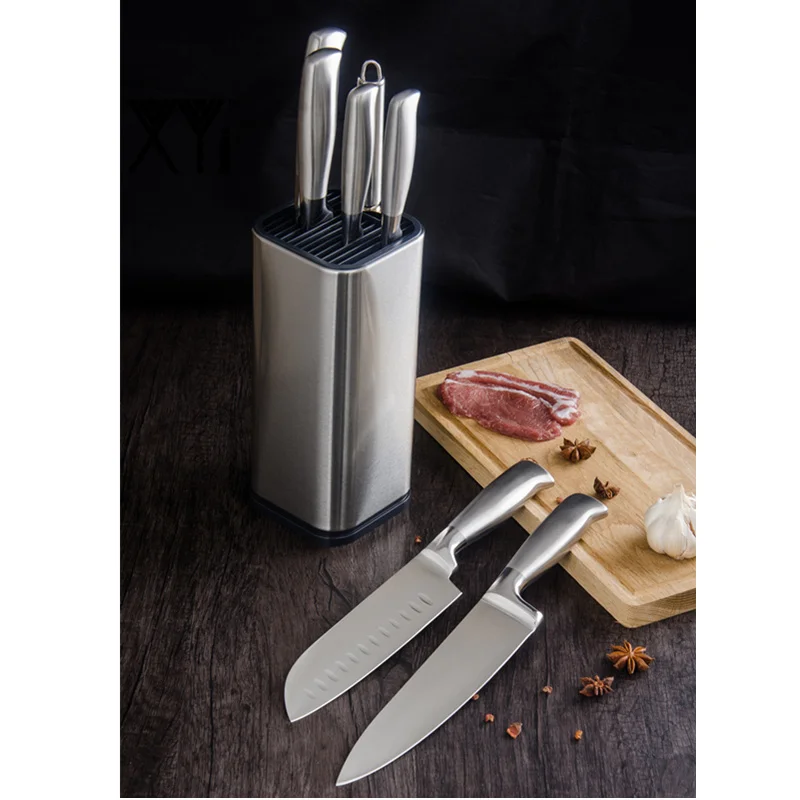 XYj Stainless Steel Kitchen Knife Set Chef Bread Slicing Santoku Utility Paring Knives Stainless Steel Knife Holder Stand XYj Stainless Steel Kitchen Knife Set Chef Bread Slicing Santoku Utility Paring Knives Stainless Steel Knife Holder Stand