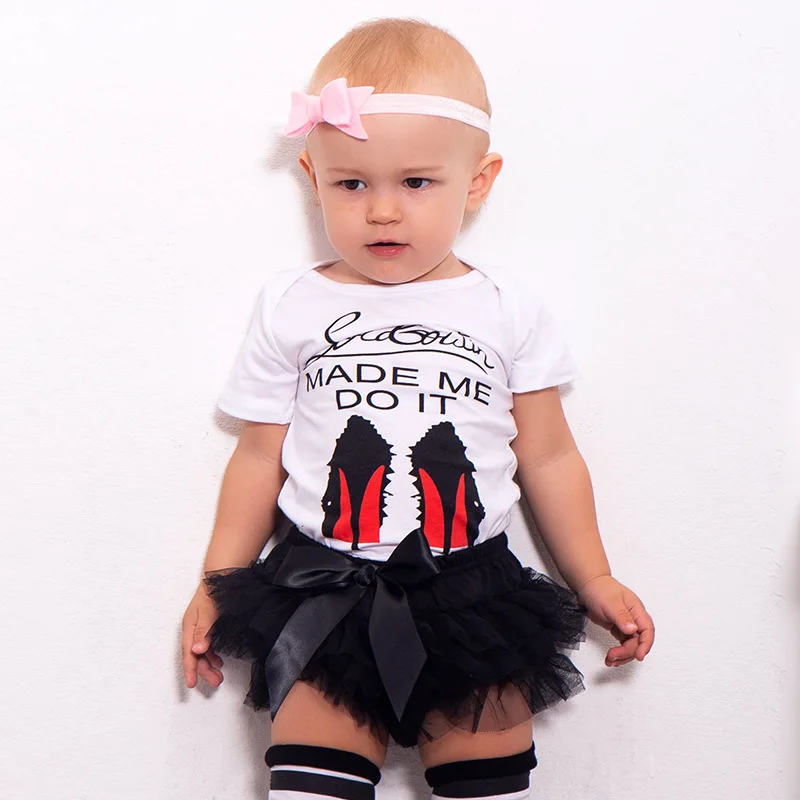 

0-18M Baby Girls Cartoon Clothes Set Summer Kids Short Sleeve Tops+tutu Skirts Shorts Outfits