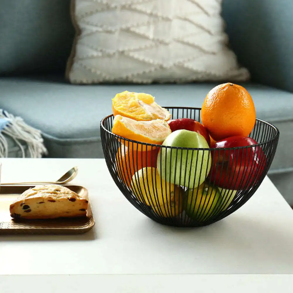 

Nordic Style Wrought Iron Fruit Basket Home Storage Metal Storage Basket Fruit Plate Modern Minimalist Snack Basket