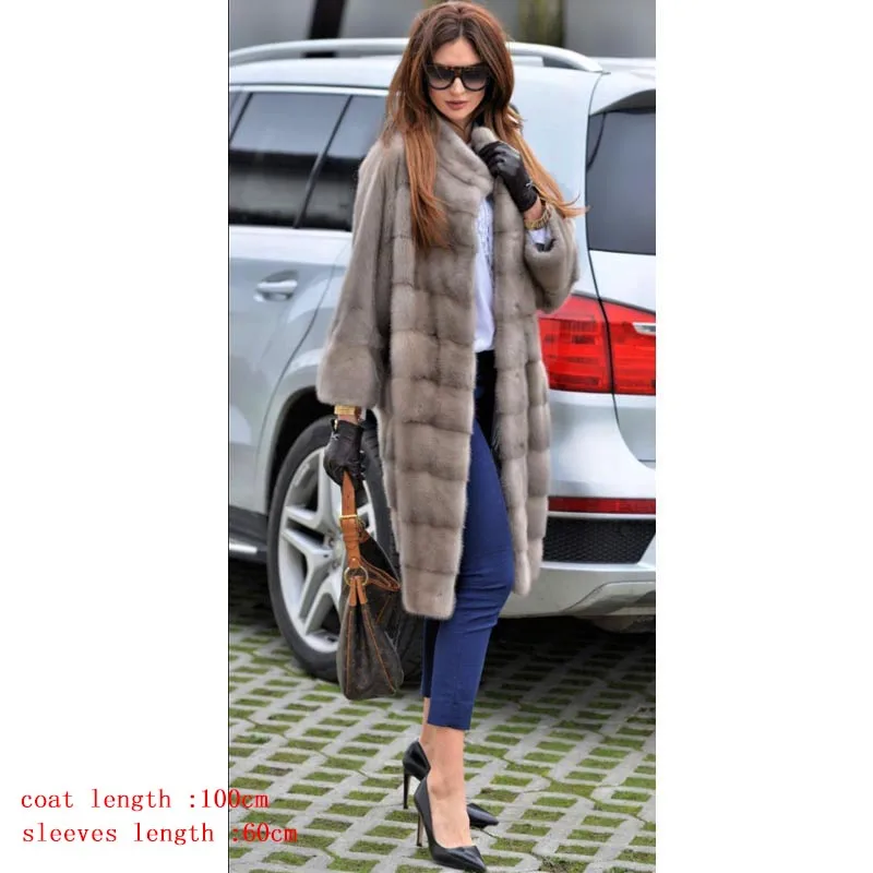 Норковые шубы и куртки для женщин, модный стоячий воротник, натуральный теплый мех, мех норки, верхняя одежда, зимняя MKW-080 - Цвет: iron-grey 2