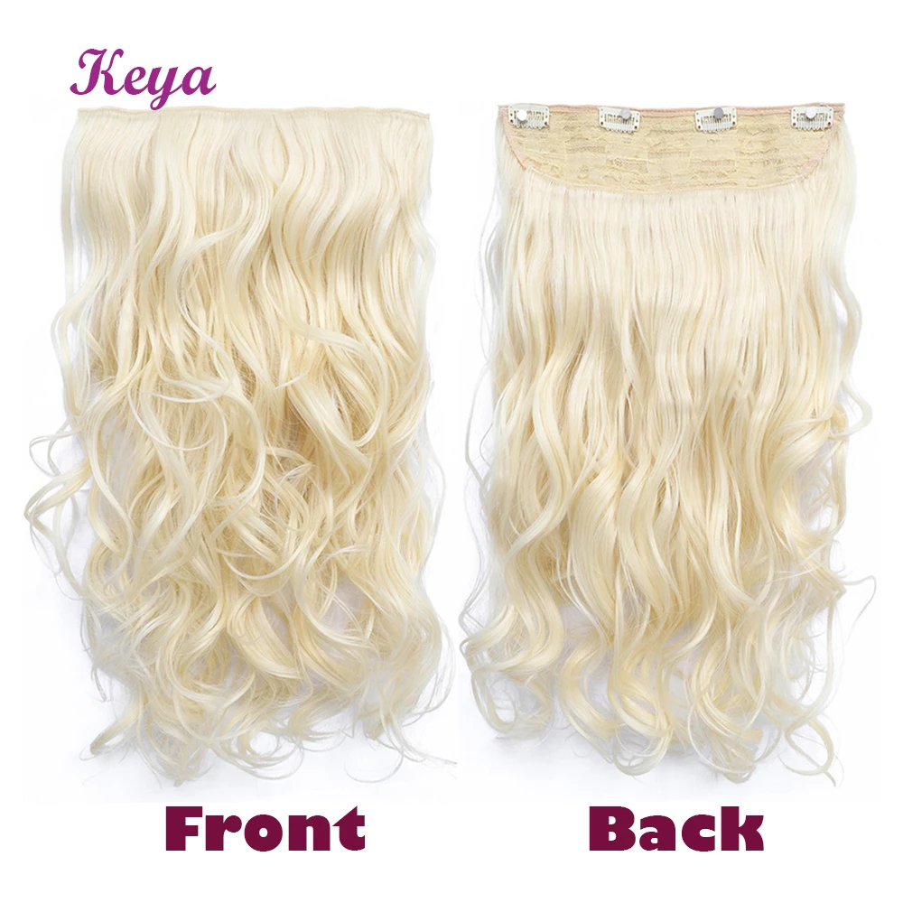 Wavy Clip in Hair Extensions 4 Clips in One Piece Natural Halo Hair Extensions 24 Inch 190g Synthetic Hair Extensions For Women