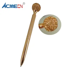 ACMECN розовое золото большая сверкающая Алмазная ручка милый дизайн тонкий стиль Вращающаяся шариковая ручка оптовый горный хрусталь ручки