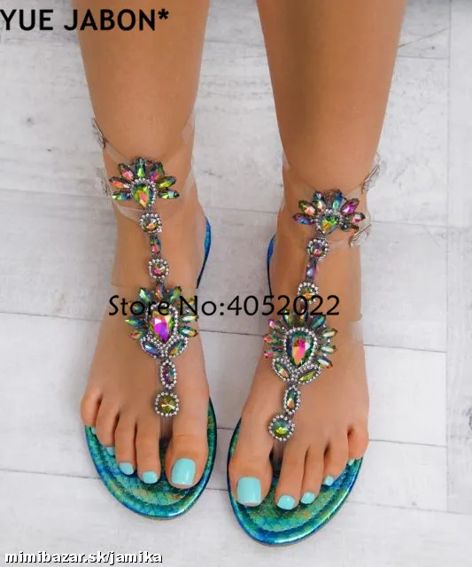 

2019 Woman Sandals Women Shoes Rhinestones Gladiator Flat Sandals Crystal Chaussure Plus Size 43 tenis feminino Green Flip Flops