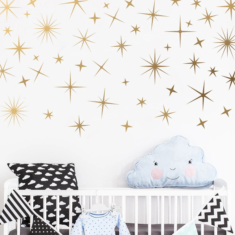 Perfect Quality Sparkle Wall Sticekrs For Baby Girl Nursery Gold Star