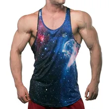 Модный бренд Для мужчин, короткий топ для фитнеса пикантные быстросохнущая красочные 3D печати спортивный жилет Топ на бретелях и синглет для бодибилдинга Облегающая рубашка