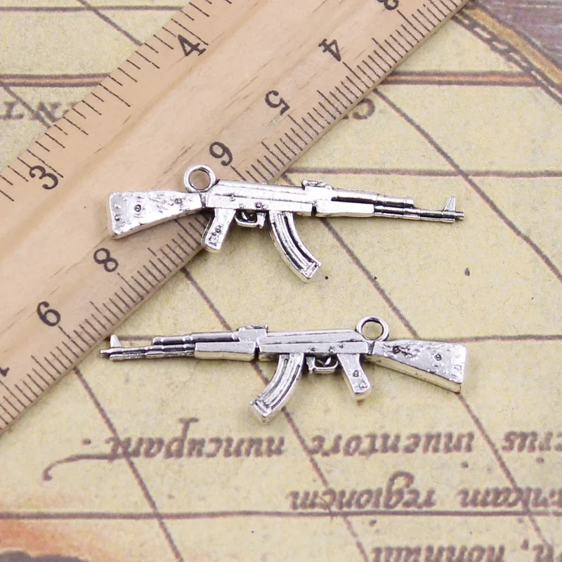 12 шт. амулеты автоматы штурмовые винтовки ak-47 44x15 мм тибетские Подвески поделки