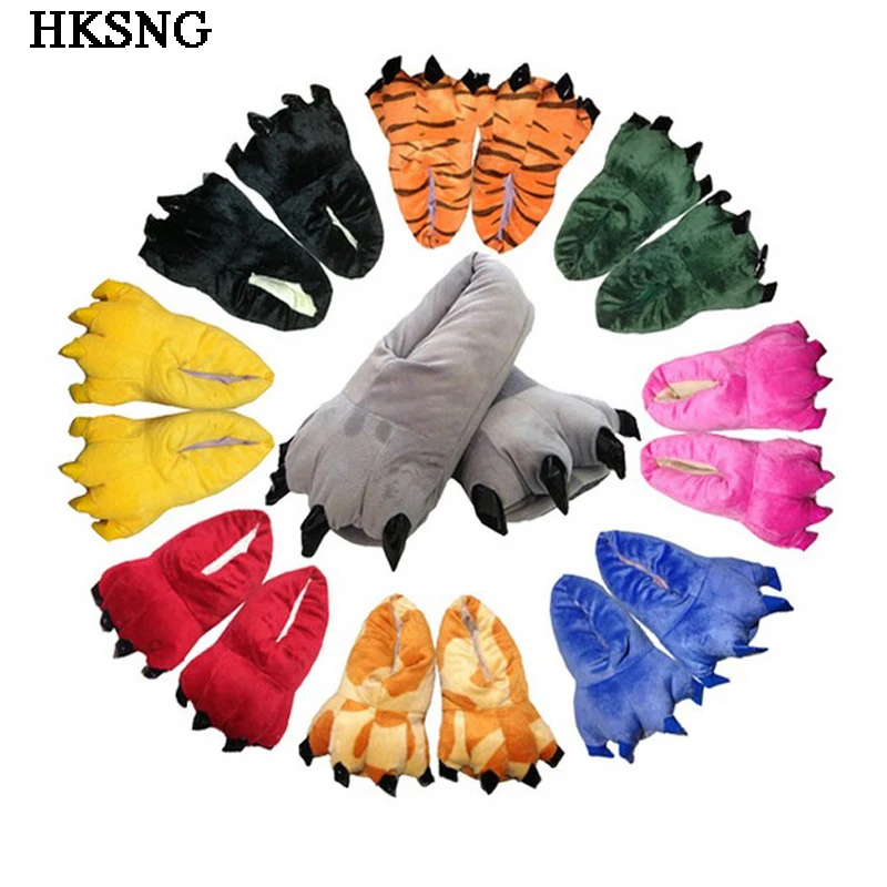 

HKSNG Winter Animal Adult Giraffe Cow Warm Indoor Floor Slippers Paw Claw Home Shoes Christmas Pajamas Gift