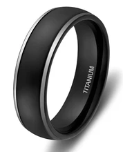 6 mm negro anillo de compromiso de titanio banda de metal con tapa brillante acabado pulido anillo de la joyería para mujeres hombres