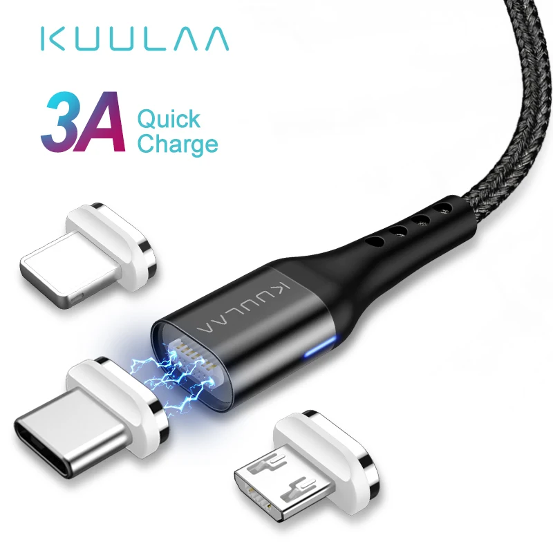 

KUULAA Magnetic Micro USB Cable USB C Quick Charge Adapter For iPhone Xiaomi Huawei Charger Magnet Fast Charging USB Type C Cord