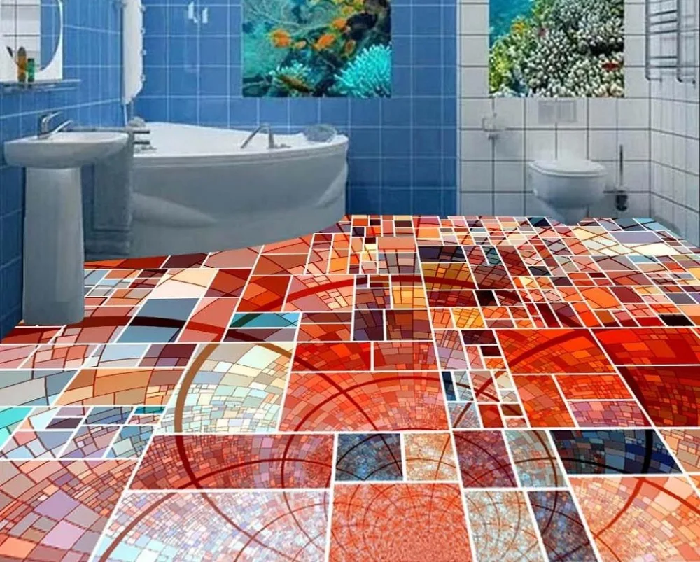 Фото обои для пола стены на заказ 3d стереоскопическая мозаичная коробка