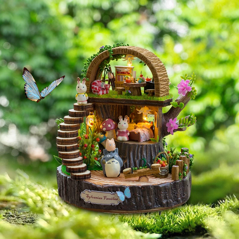 

Newest DIY Doll House With Diy Furniture Miniaturas Dollhouse Miniature 3D Wooden Toys Gifts For Kids Y005 #E