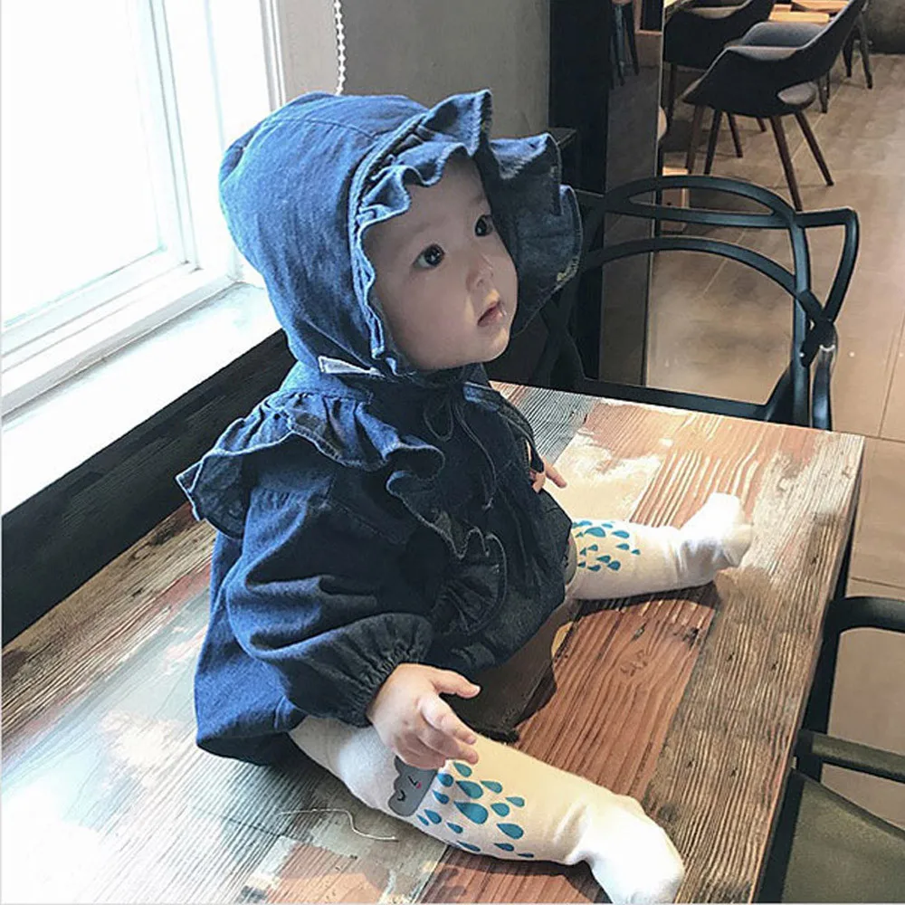 Newborn Baby Girl Long Sleeve Romper+Hat Bodysuit Outfits Denim Clothes | Детская одежда и обувь