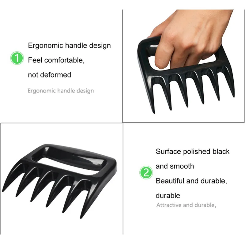 Meat Shredder Claws Wooden Handle Stainless Steel Bear Paws Chicken Separator Handler Food Forks Puller Barbecue BBQ Tools rvs (10)