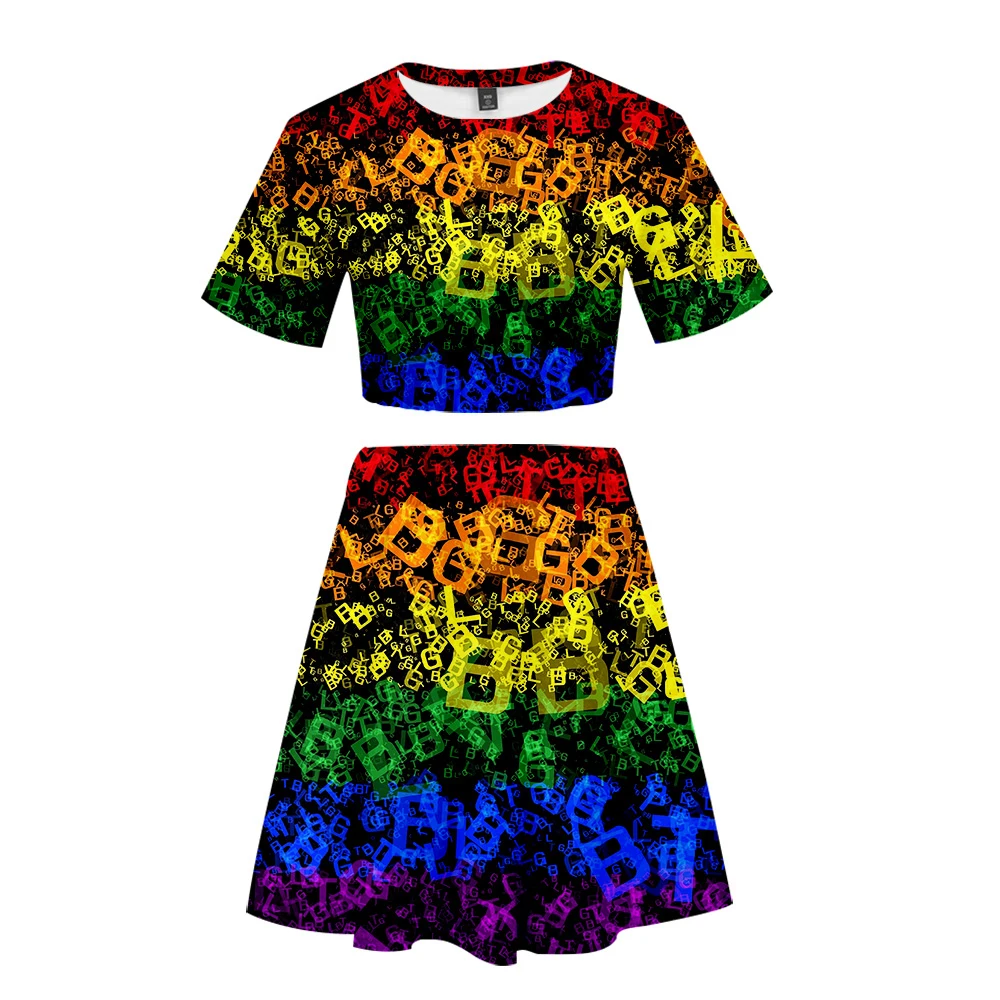 Костюм с короткой юбкой LGBT 2 футболки коротким рукавом и платья