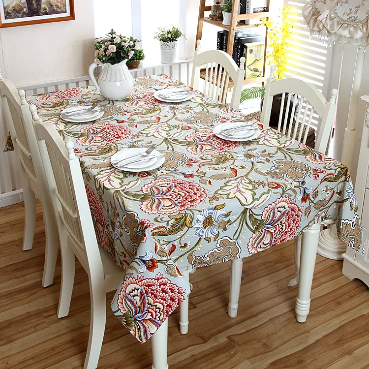 

SunnyRain 1-Piece Thick Cotton Canvus Colorful Plantains Flowers Table Cloth Square Tablecloth Rectangle Table Cover Table Linen