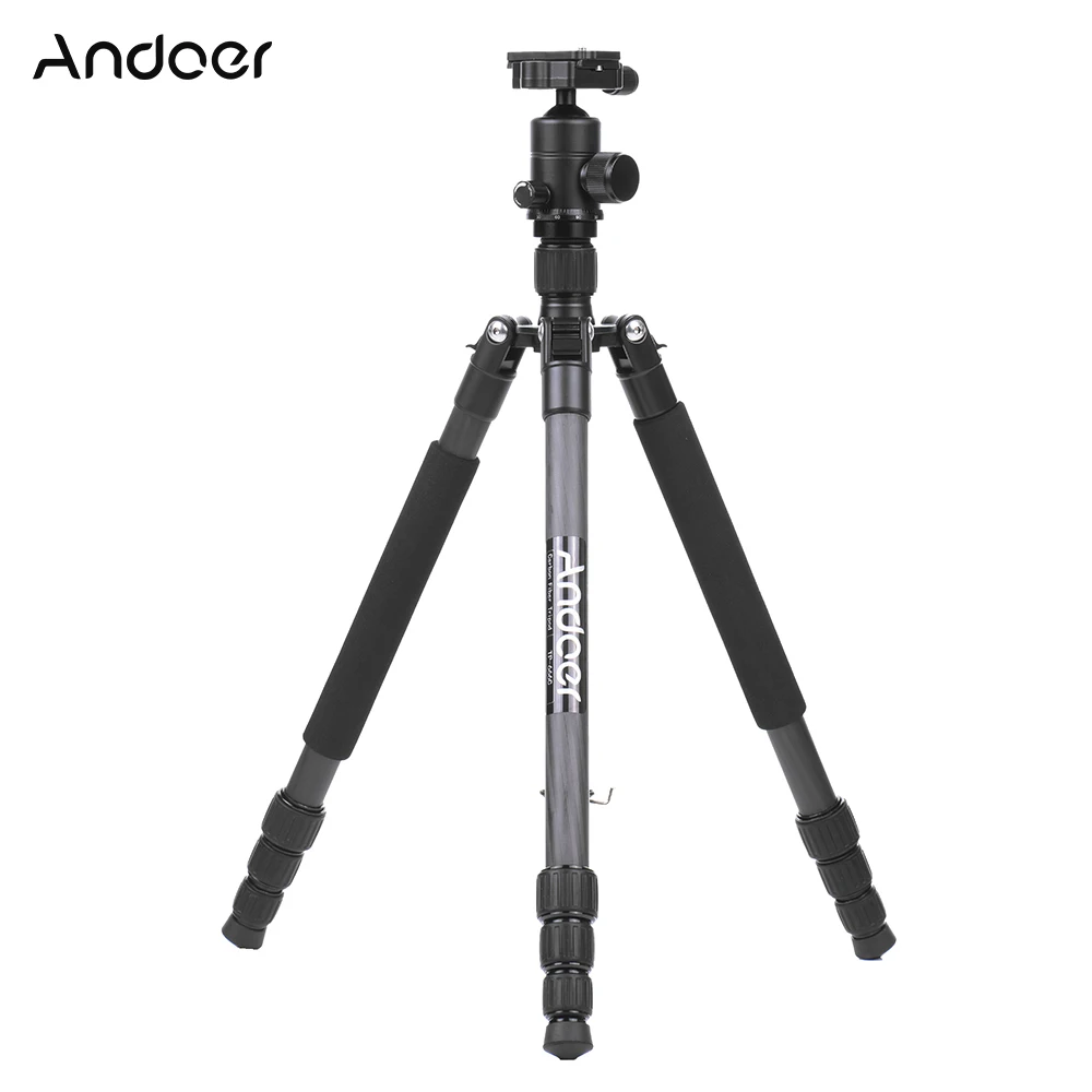 

Andoer gorillapod TP-666C Professional Camera Tripod 4 Sections Carbon Fiber Tripod with Ball Head for Canon Nikon Sony Cameras