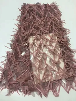 

Pink Upscale Style Sequins Lace Fabric Sequined Embroidered Guipure Net Lace African Wedding Dresses Sewing Mesh Material
