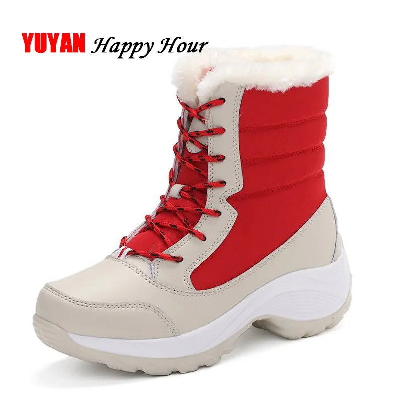 

Waterproof Snow Boots Women Winter Shoes Fashion Warm Plush Cold Winter Flat Platform Shoes Womens Snow Boots Ankle Booties A455