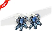 Pendientes para Las Mujeres de Plata de Ley adapta Joyería Europea-Joyería Patrones de Heladas de Cristal Pendiente Del Perno Prisionero Joyería FANDOLA FLE075