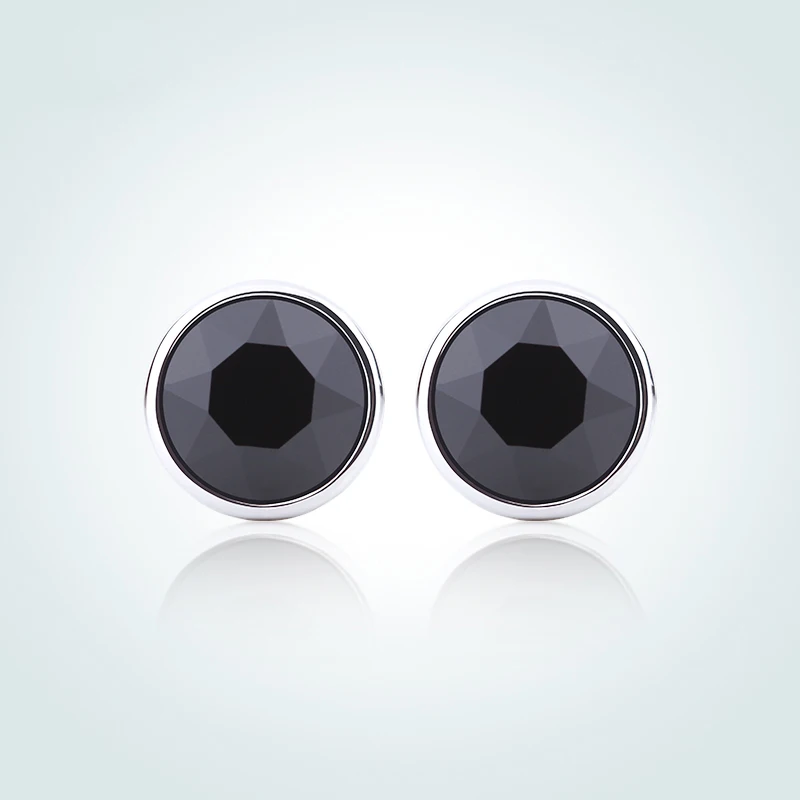 Warme Farben 925 Silver Stud Earrings For Men Jewelry Brincos Uni Warme Farben 925 Silver Stud Earrings For Men Jewelry Brincos Uni Crystal From Swarovski Black Round Push Back Punk In