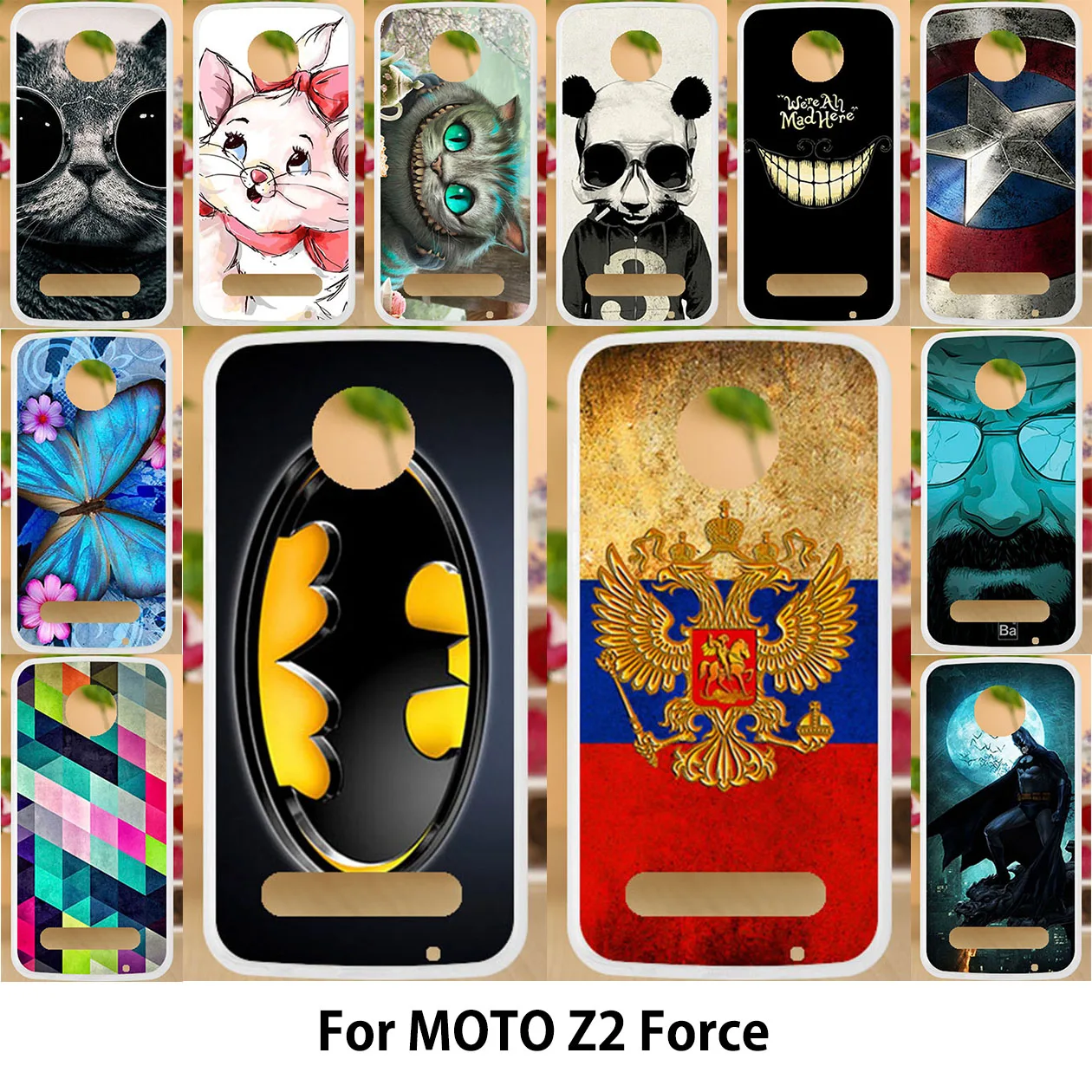 

Anunob For Moto Z2 Force Case Silicon TPU Cover Motorola z Force Edition (2nd gen.) Painted Batman Flag Cartoon Patterned Bags