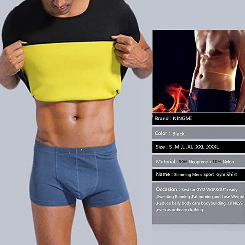 

MoneRffi Mens Slimming Shaper Trainer Tops Male Abdomen For Corrector Tight Body building Fat Burning Chest Tummy T Shirt Corset