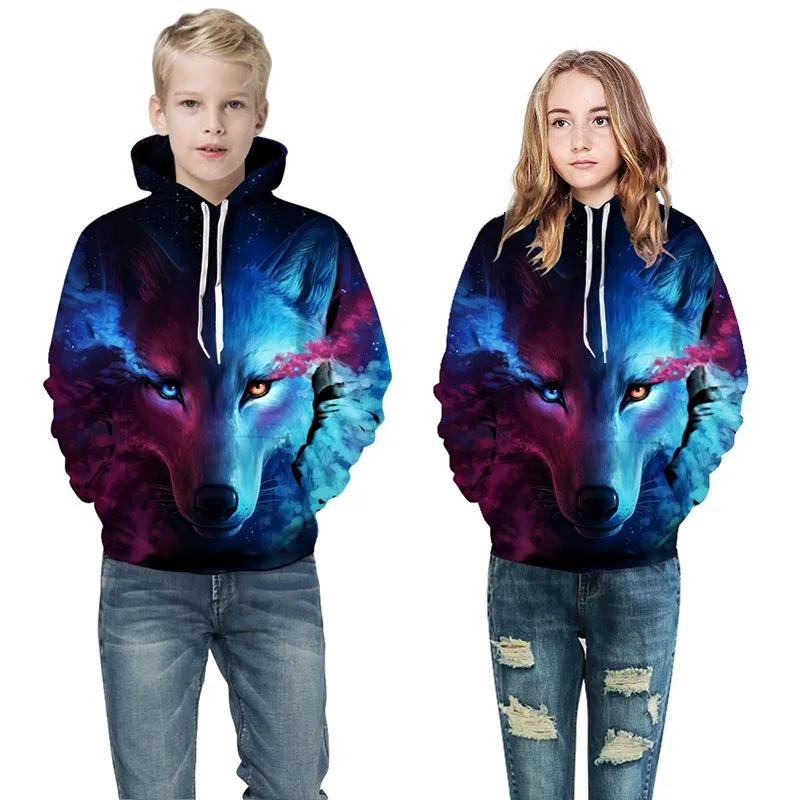 

Wolf 3D Print Boys Girls Hoodies Winter Autumn Outerwear Kids Hooded Sweatshirts Childres Long Sleeve Pullover Tops
