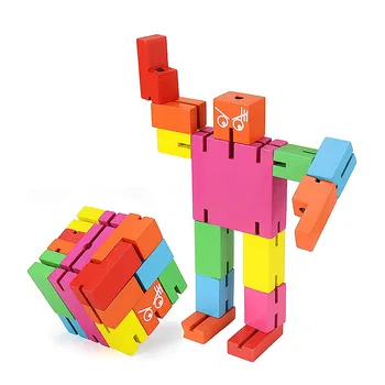 

New Wood Deformation Robot Puzzle Graffiti Magic Cubes Folding Children's entertainment hot sale toys Colorful Magic Cubes