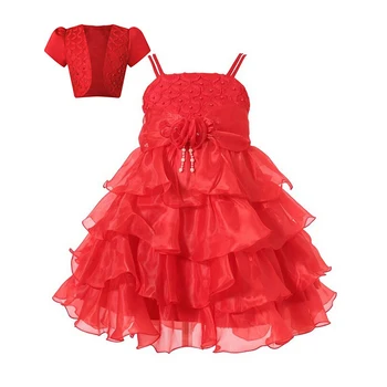 

Baby Girl Dress Layered Lace Flower Tutu Christmas Princess Wedding Party Dress First Communion European Children Clothing robe