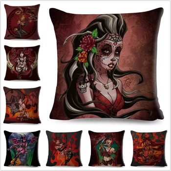 

Mexico Death Day Cartoon Skull Sexy Girl Cushion Cover for Sofa Home Throw Pillow Case Decor Colorful Pillowcase Linen 45*45 cm
