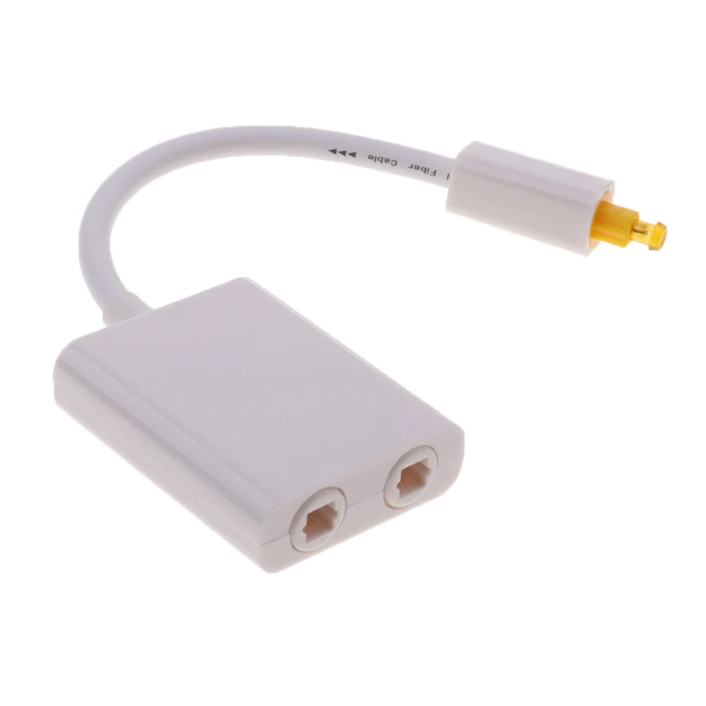 Dual Port Toslink Digital Optical Adapter Splitter Fiber Audio Cable White
