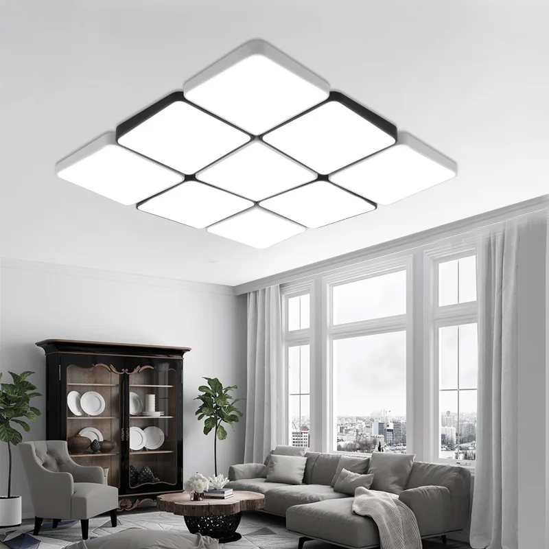 

Modern simple atmosphere rectangular living room bedroom remote LED ceiling lamp office lamp super light