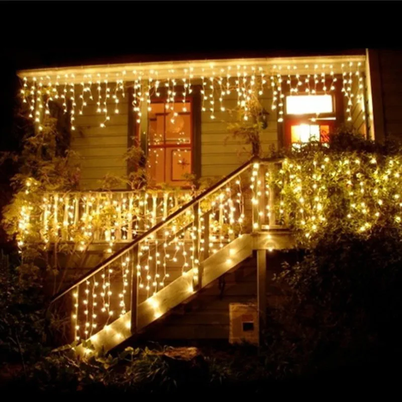 

96 led christmas outdoor Light Length 4m Droop 0.3-0.6m curtain icicle led lights New year Garden Xmas Wedding Party Led light