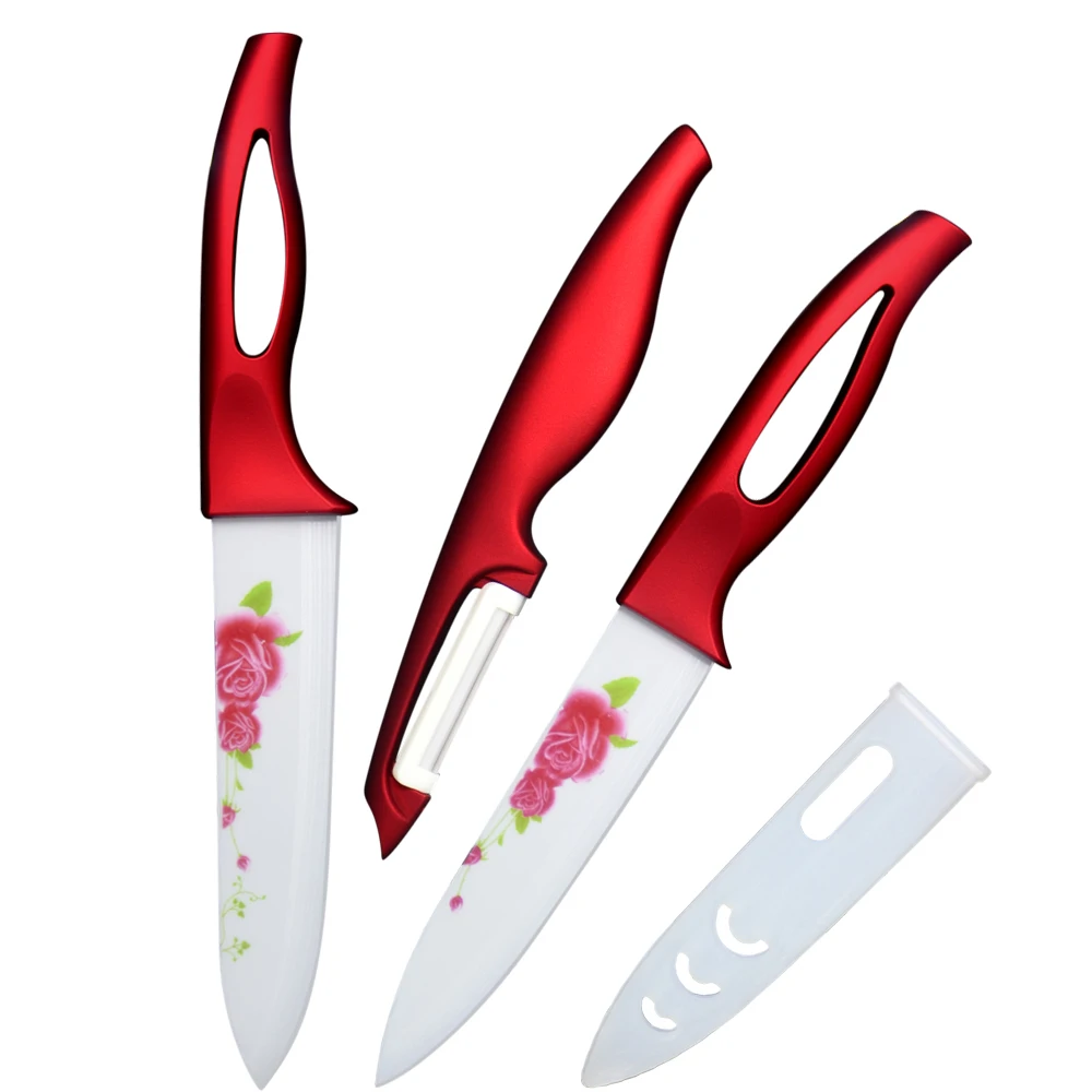Kitchen slicing chef knives 5 inch 6 inch flower pattern ceramic knives