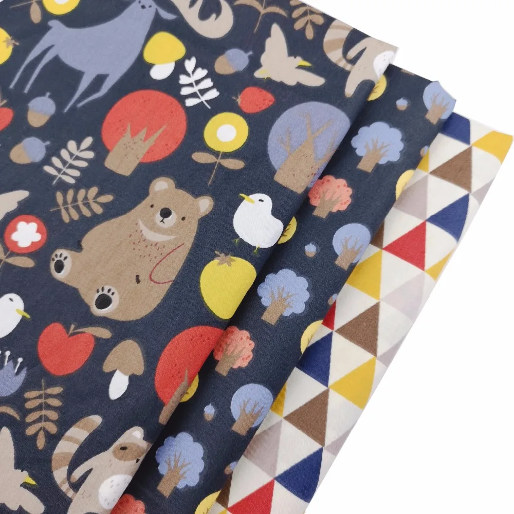 

Animal Tree Tri angle Twill 100% Cotton Fabric DIY Patchwork Quilting Sewing Pillows Baby Dress Bedding Decoration Material
