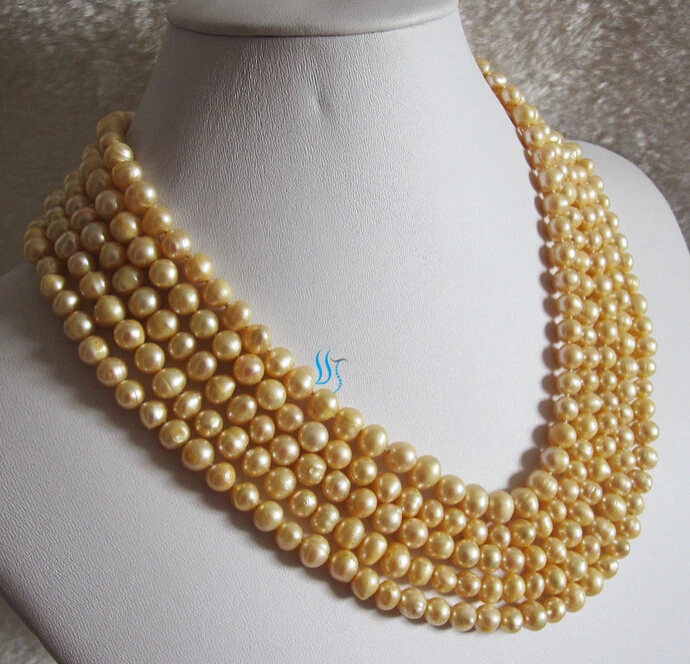 

RHJ0010 100" 6-8mm Light Champagne Freshwater Pearl Strand Necklace 28% Discount