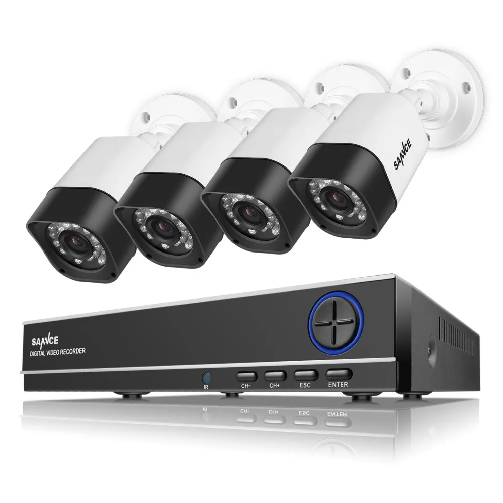 SANNCE 8CH 1080P HDMI Output DVR CCTV Security Camera system 4 PCS TVI 720P 1200TVL IR Outdoor Video Surveillance Camera kit