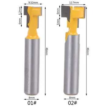 

1Pc 8mm Shank T-Slot Router Bit T-Track Slot Woodworking Power Tool Cutter Cutting for 1/4" Hex