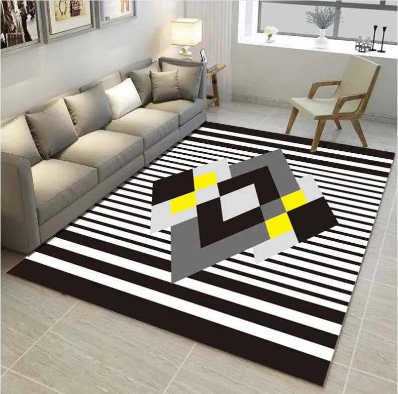 Черно-белый ковер с узором в клетку, домашний декор для спальни, напольный коврик, ковры для гостиной, геометрические коврики большого размера, 200*300 см