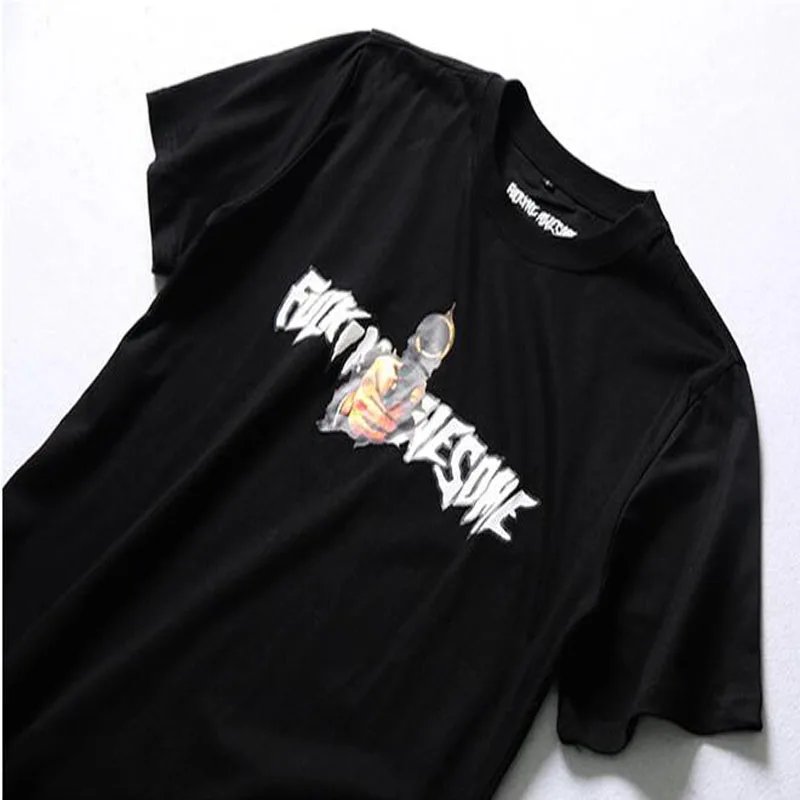 Футболка Мужчины Печать Блузки Уличная Brand Clothing Мода Мужская Спортивная Для