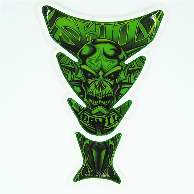 Motorcycle Anti Scratch Self Adhesive Fuel Tank Pad Protector Sticker Soft Green Skull For Hon
