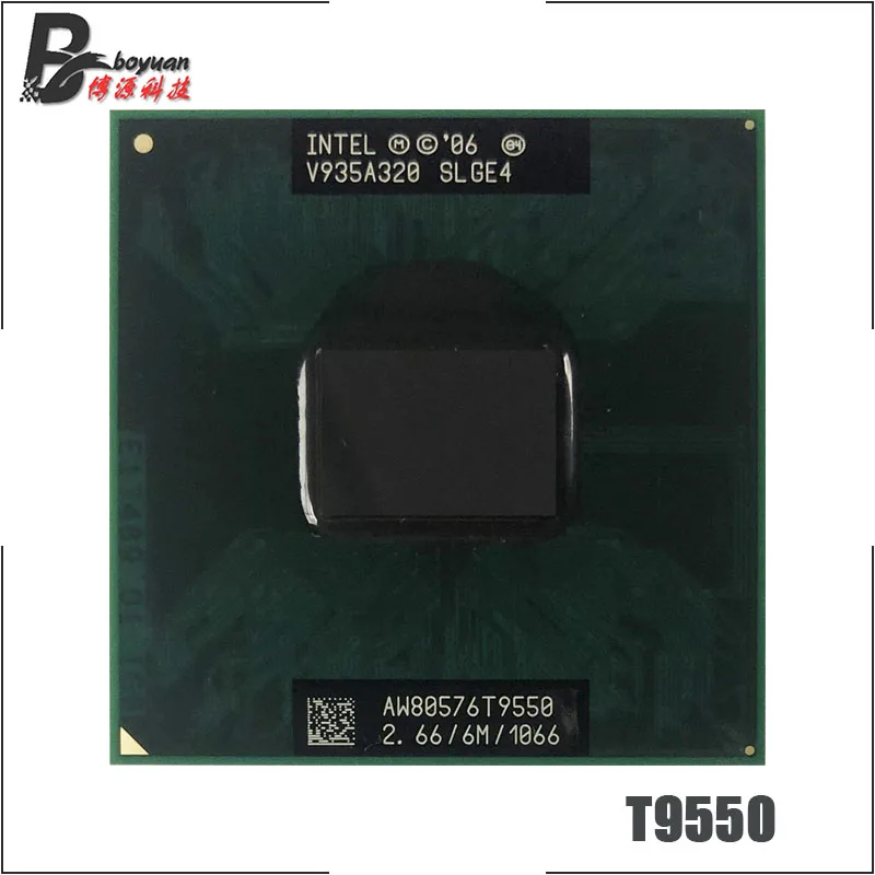 Процессор Intel Core 2 Duo T9550 SLGE4 6 ГГц двухъядерный двухпоточный ЦПУ Мб 35 Вт Разъем