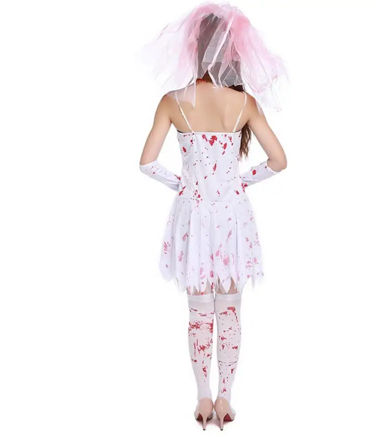 Свободный PP Труп невесты костюм Хэллоуин призрак страшный зомби белый нарядный платье девичник