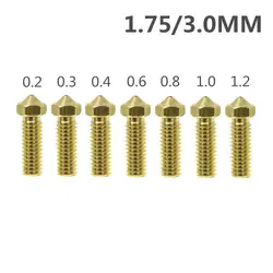 Вулкан сопла 3D-принтеры все металлические латунь 3d удлинить Экструдер Насадка 0,2/0,3/0,4/0,6/0,8/1,0/1,2 мм для 1,75/3 мм поставки