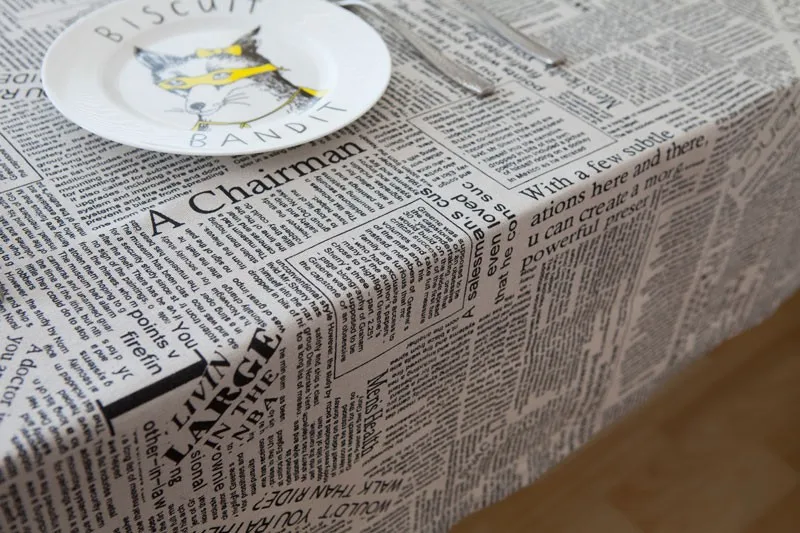Простая Современная газетная скатерть из хлопка и льна, прямоугольная скатерть с английским алфавитом, утолщенная скатерть с грязным кофе