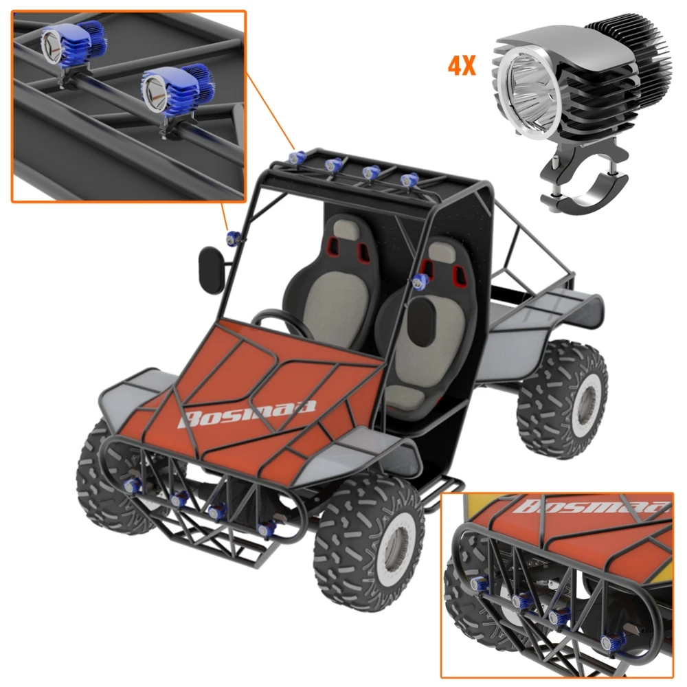 

2Pcs/4Pcs Bosmaa 18W Motorcycle Car Fog Lamp Work Light Led the Searchlight Bar for Boats ATV UTV SUV 4WD Truck Offroad Vehicle