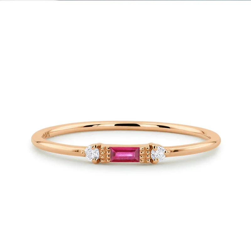 Стекируемые кольца вечности для женщин, серебряное розовое золото, заполненное маленьким цирконием, белым кристаллом, минималистичное женское тонкое кольцо с фианитом Z4M094 - Цвет основного камня: M094-2