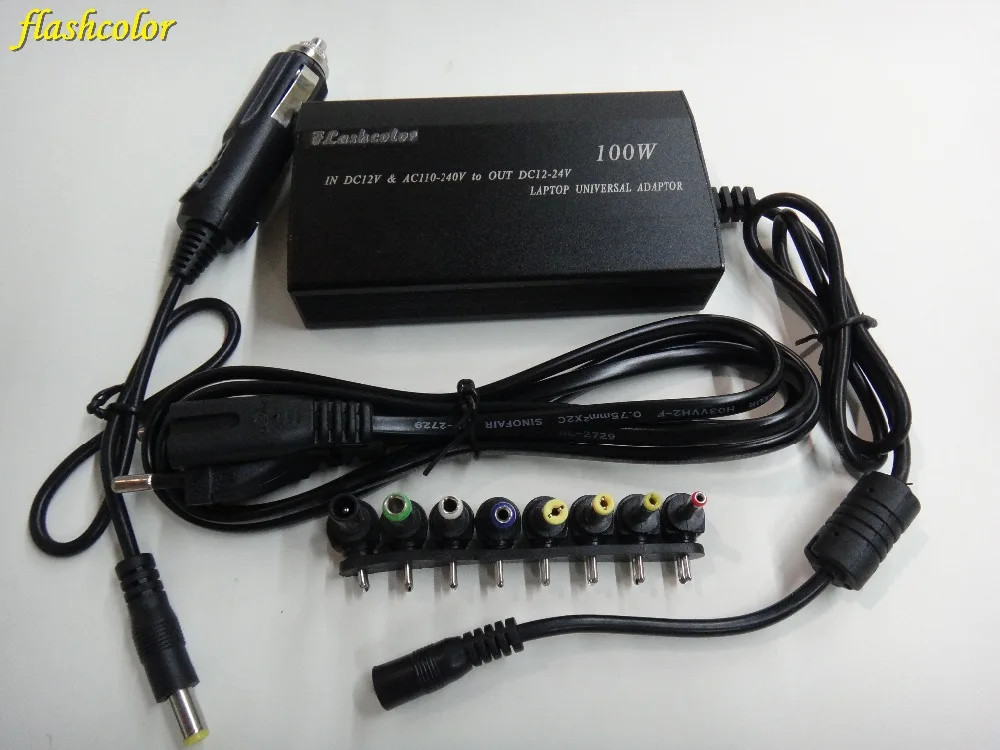Flashcolor Beautiful Gift Brand New For Laptop In Car DC Charger Notebook AC Adapter Power Supply 100W Universal Free Shipping